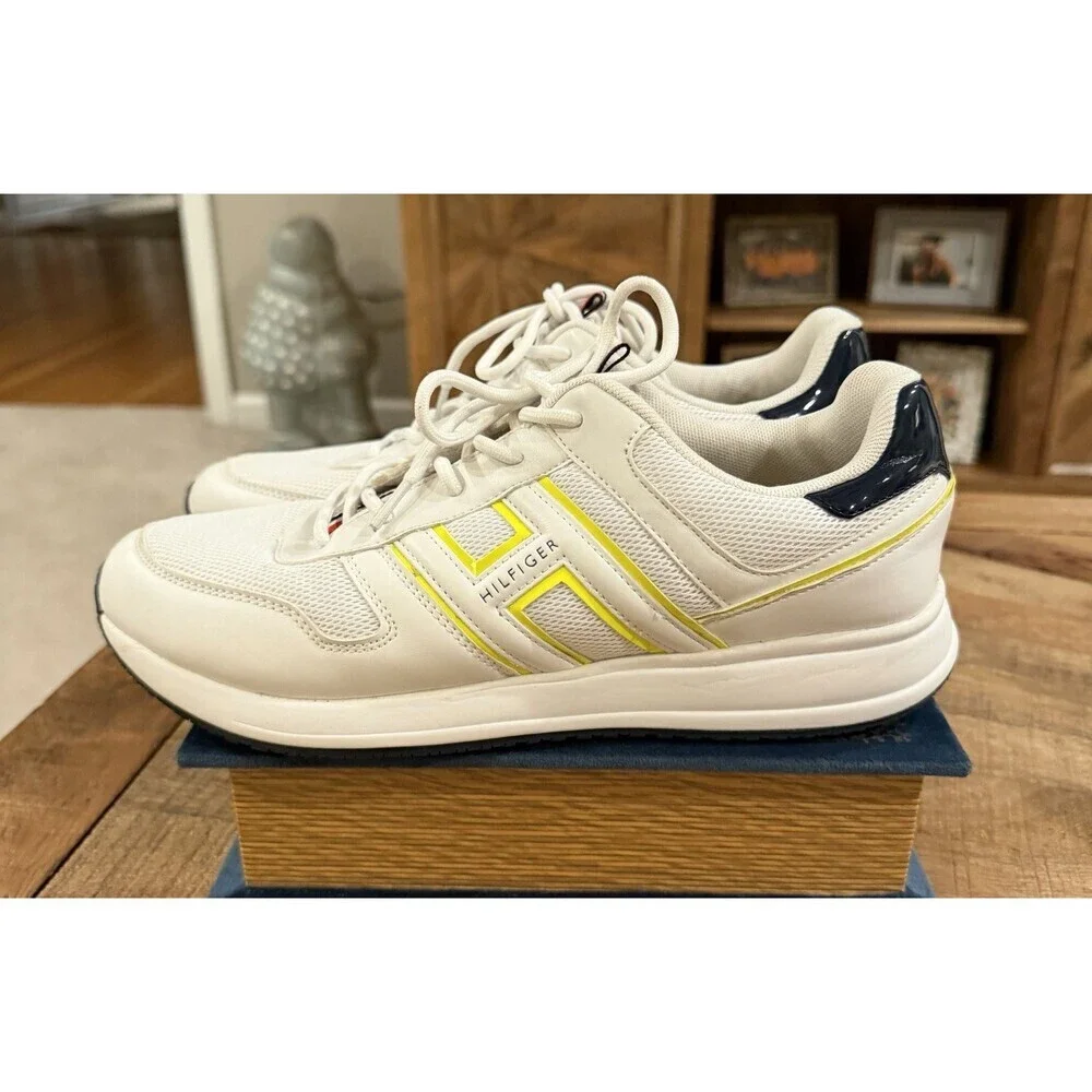 Tommy Hilfiger Twraakel-M Sneakers Womens 10 White Yellow Blue Lace Up